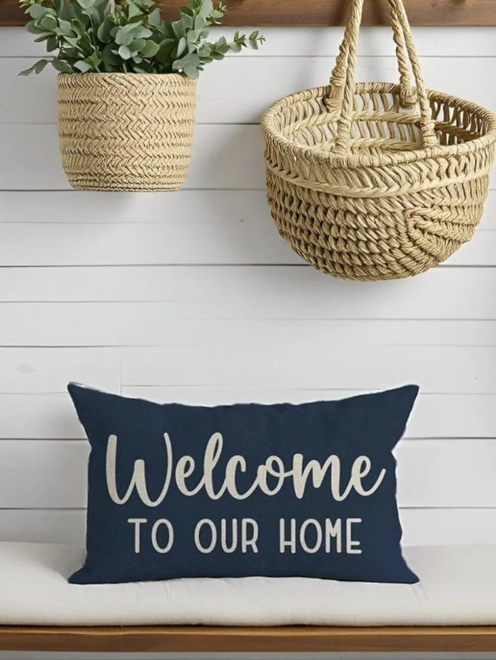 PANDICORN Farmhouse Throw Pillow Cover 12x20 Welcome to Our Home